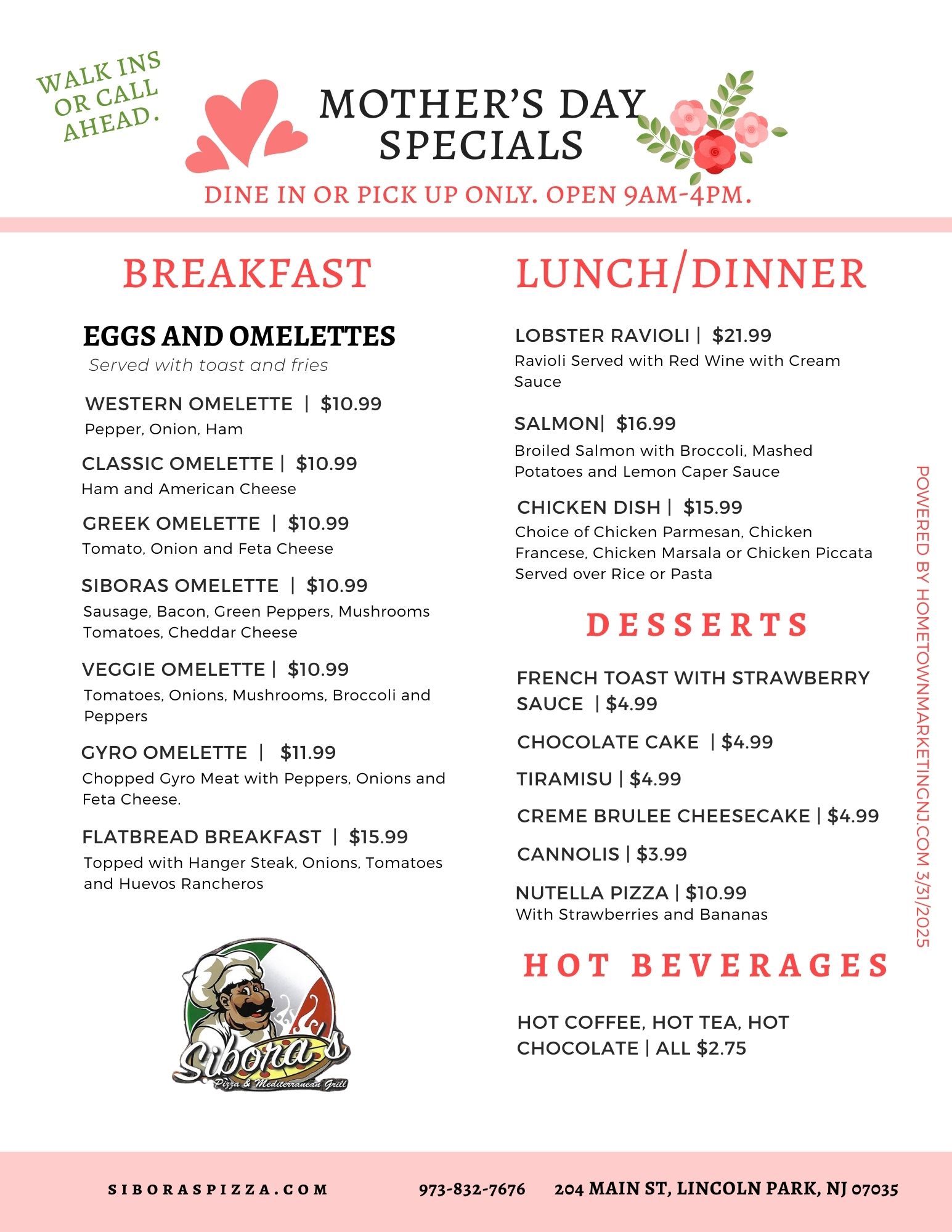 Mothers day specials Siboras 2025